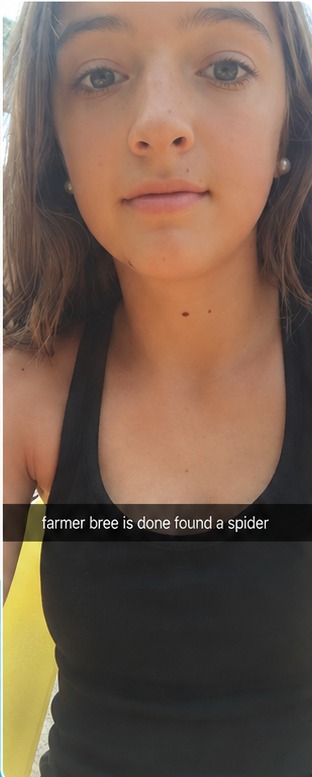 Farmer Bree snapshot: 'farmer bree is done found a spider'